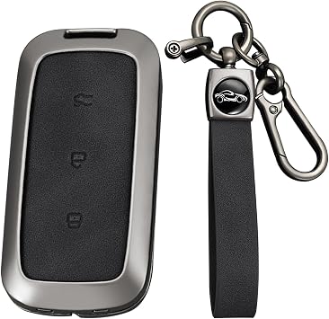 KUNIO For Geely Leather Car Key Fob Cover Case fit for Geely Galaxy EX5 E5 E8 L6 L6 Max 1.5T Plus Air Pro 2025 L7 Xingyao 8 Keychain Zinc Alloy Key Holder Accessories 3 Button A Black
