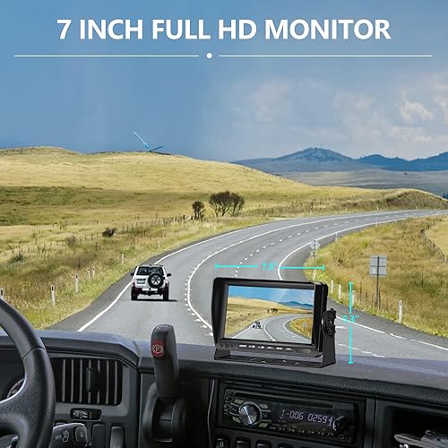 Miniatura 3 de VEKOOTO AHD 1080P - Sistema de cámara de respaldo para RV, monitor de 7 pulgadas, cámara de visión trasera con cable con visión nocturna IR IP69,