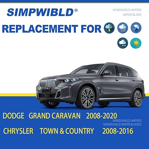 Miniatura 2 de SIMPWIBLD 3 limpiaparabrisas de repuesto para Dodge Grand Caravan 2008-2019Chrysler Town & Country 2008-2016, repuesto de equipo original de 26 + 20