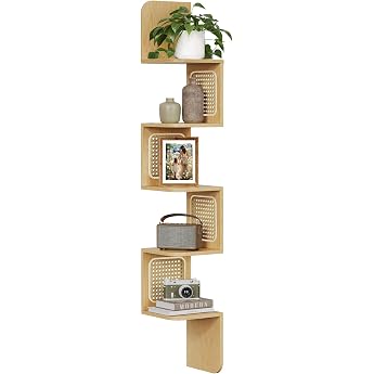 Vasagle Corner Shelf 5 Levels Wall Shelf Zigzag Shape Space Saving