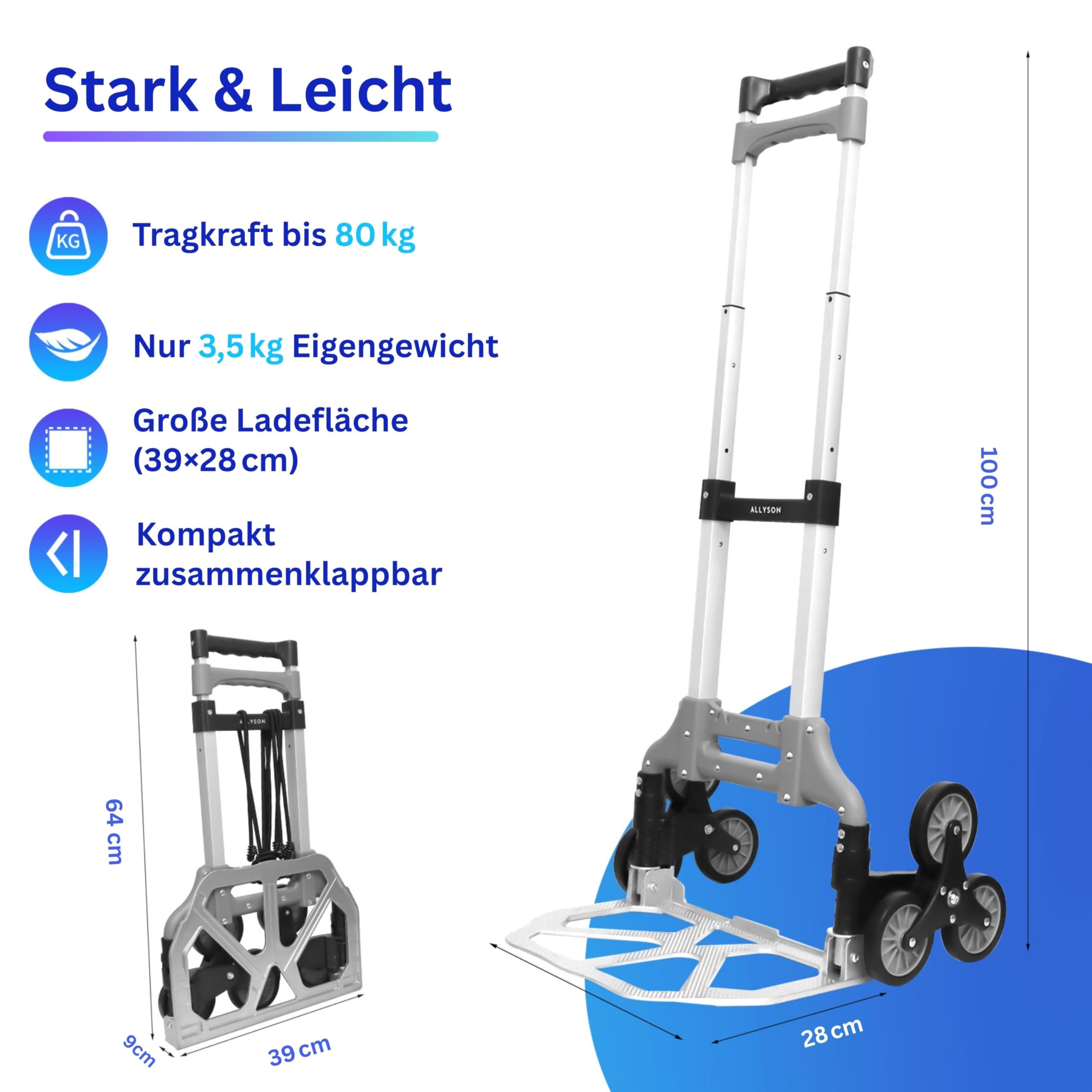 Allyson Treppensteiger-Sackkarre Klappbar – 80 Kg Produktbild-Vorschau 5
