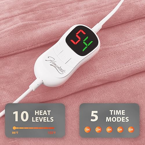 Miniatura 128 de Homemate - Manta eléctrica térmica con apagado automático en 1, 2, 4, 6 u 8 h, 10 niveles de calor, tela de franela y sherpa, protección contra 01