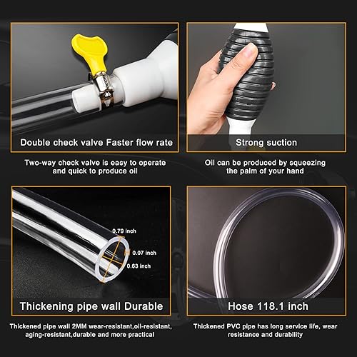 Miniatura 7 de jeseny 1 manguera de PVC de gasolina, bomba de succión manual portátil de aceite de 118 pulgadas3 M, artefactos de bomba de transferencia de