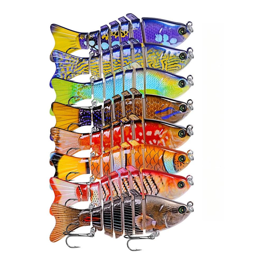 8 pezzi Wobbler Multi Joint 7 Segmenti Esca da Pesca 10cm/15.61g Hard Bait Wobblers Crankbait Artificiale Accessori per la pesca