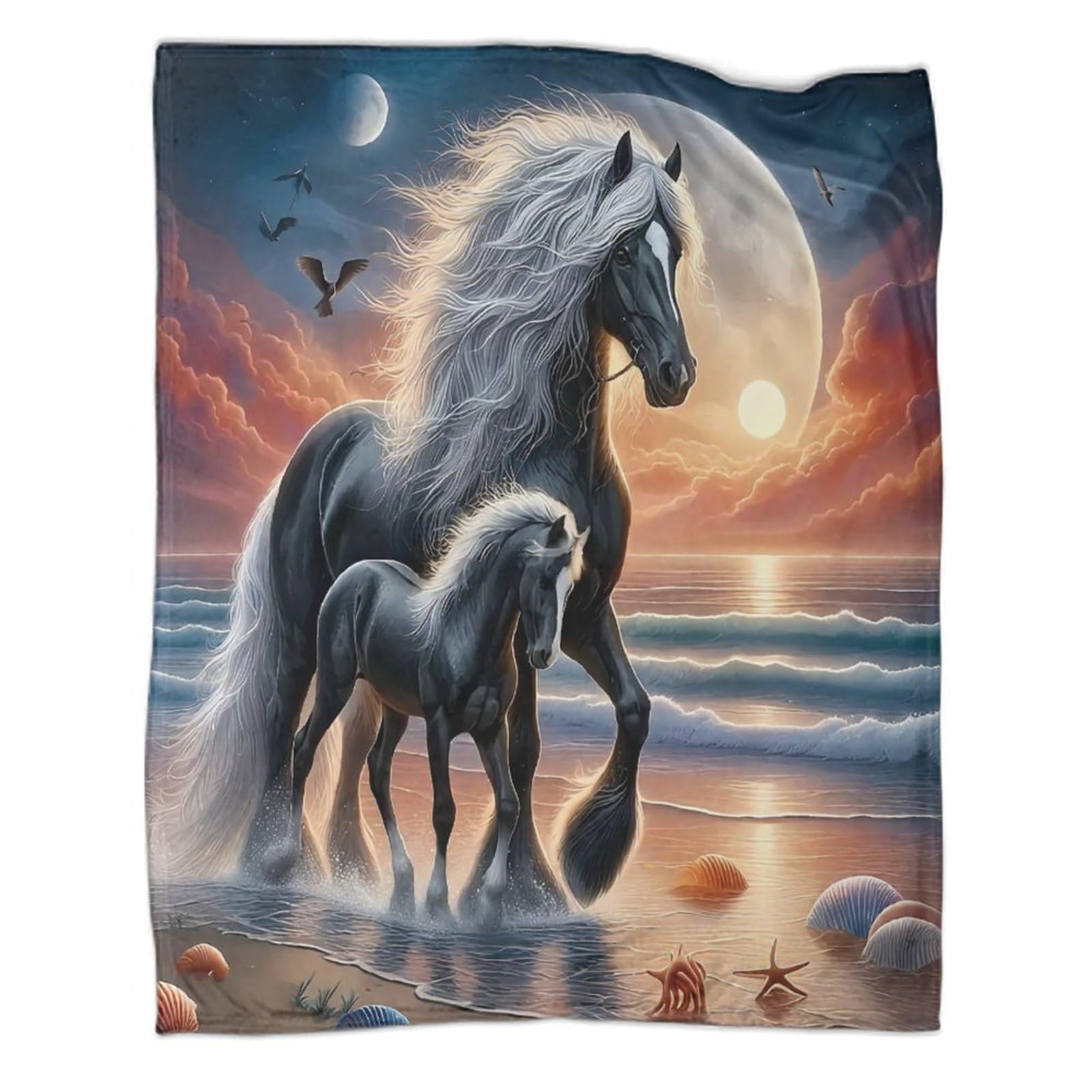 Couverture cheval flanelle 3D contre le froid pour fille et garçon