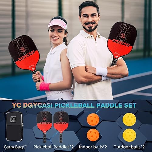 Miniatura 7 de YC DGYCASI Graphite Pickleball Paddles Set of 2, 2024 USAPA Approved, Carbon Fiber Surface (CHS), Polypropylene Honeycomb Core, Anti-Slip