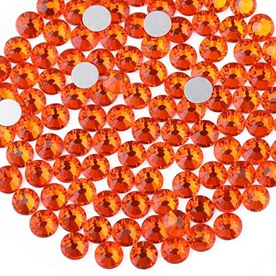 beadsland 1440 Piece Flat Back Crystal Rhinestones Round Gems,1.3mm-6.5mm, Orange(SS16(3.8-4.0mm))