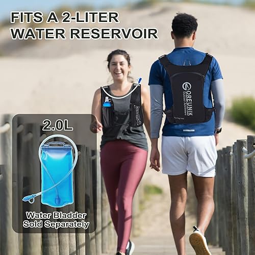 Miniatura 6 de Chaleco para correr, chaleco de hidratación reflectante ligero de 7L, mochila de hidratación ajustable para correr con soporte para teléfono, para