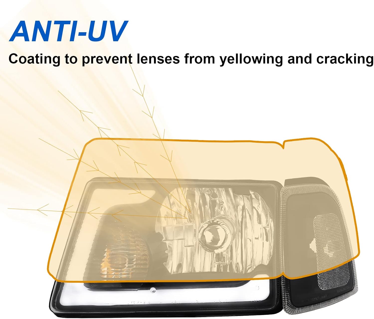 Headlight Assembly Fit For 2001-2011 Ranger LED DRL With Corner Light 01 02 03 04 05 06 07 08 09 10 11 Ranger Headlamp Driver And Passenger Side (Black Housing Clear Reflector)