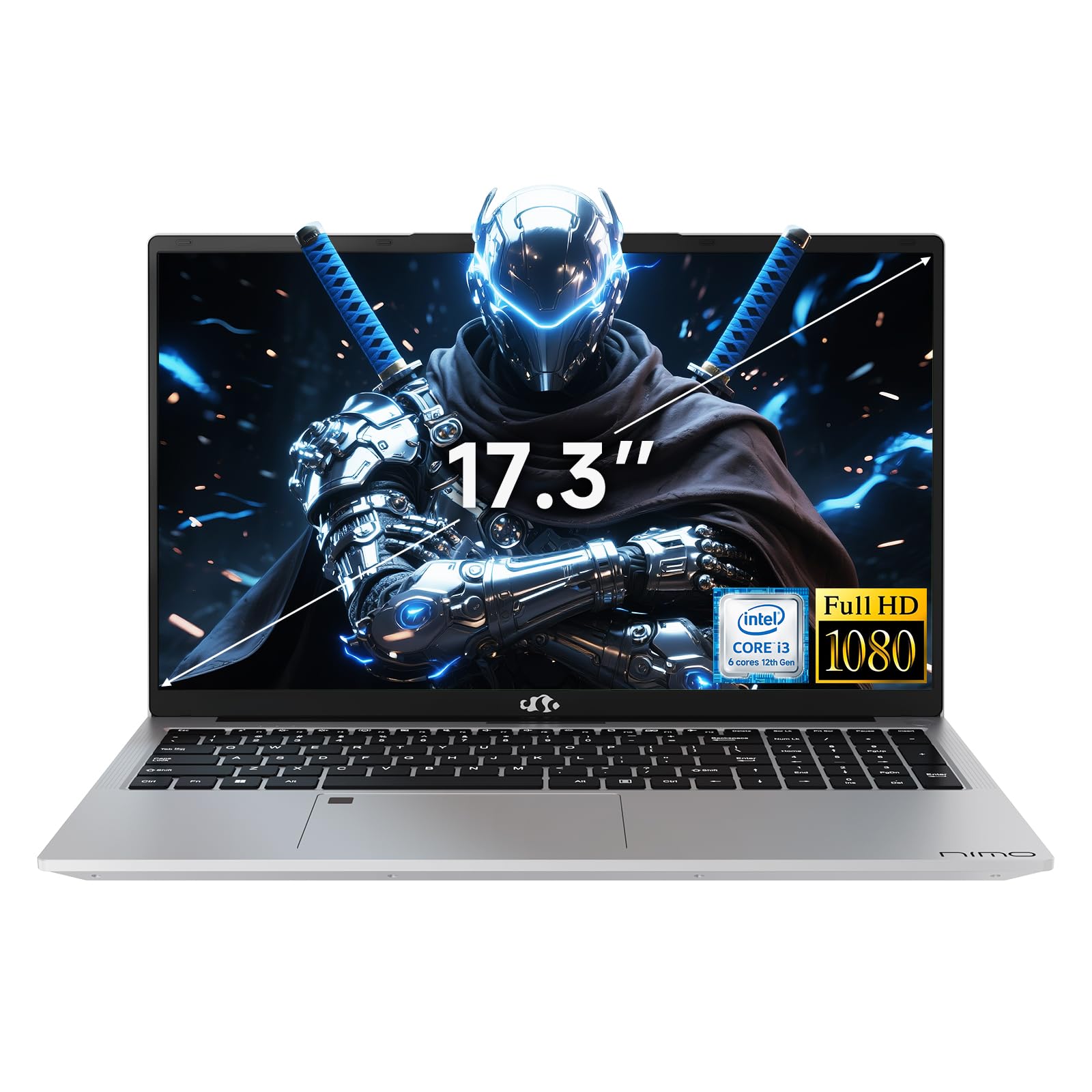 NIMO 17.3" FHD-Business-Laptop, Intel 6 Core I3-1215U (Up to 4.4GHz, Beat R5 7520U) 32GB RAM 1TB SSD Student-Computer with 65W Type C Backlit KB Fingerprint, for Home and Work