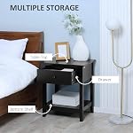 HOMCOM Modern Nightstand, Side Table with Drawer and Storage Shelf, End Table for Living Room, 19.7" x 13.8" x 23.6", Black