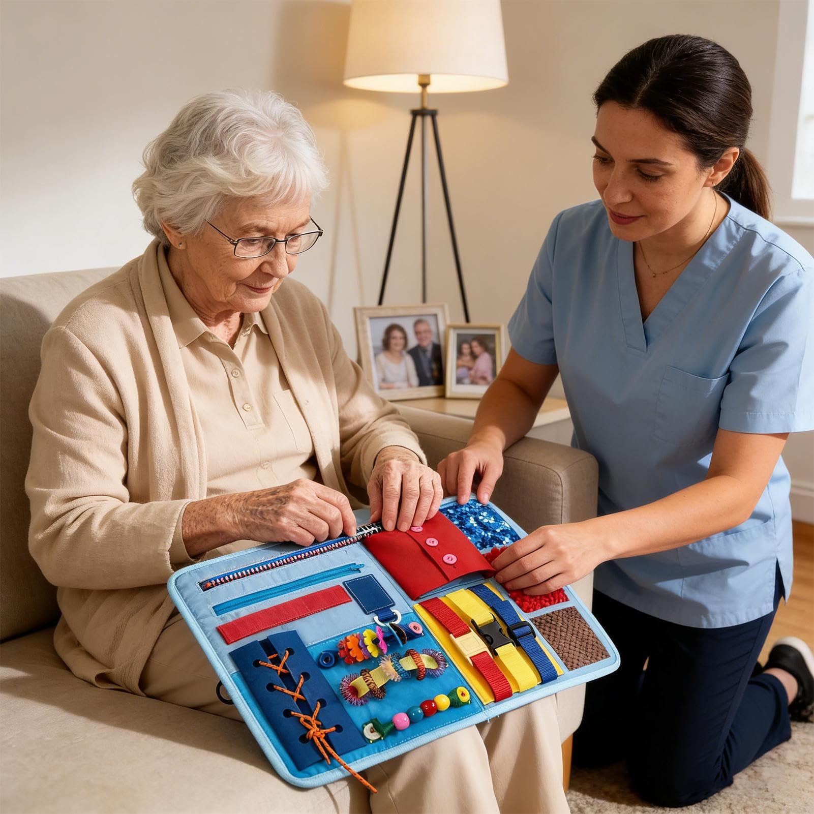 Zappeldecke für Erwachsene – Demenz-Sensorkissen | Beruhigungsbrett für Kinder, Fidget-Aktivitätsspielzeug | Alzheimer-Entlastungsmatte für Senioren, Angst, Stress, Spannung, Stimmung, Gedächtnisverlu