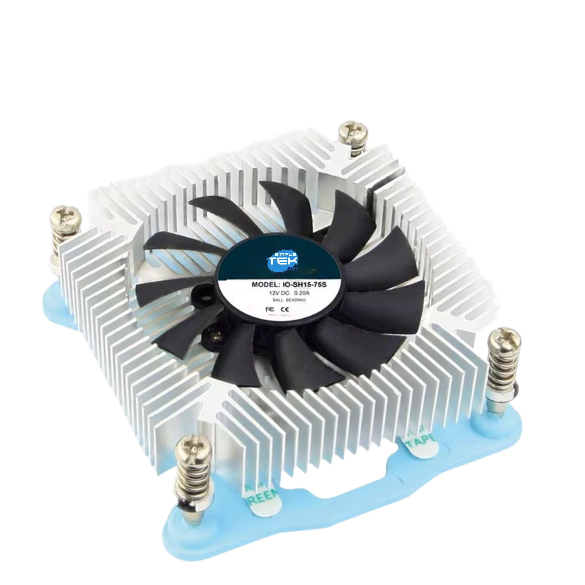 SIMPLETEK - Dissipatore CPU Low Profile 23mm 75W TDP | LGA 1200 1150 1151 1155 1156 | Ideale per HTPC e SFF