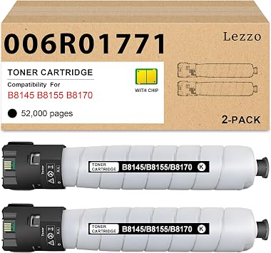 Lezzo Altalink B8145 B8155 B8170 Black Toner Cartridge 2-Pack High Yield Replacement for Xerox 006R01771 Toner Compatible for Xerox AltaLink B8145 B8155 B8170 Printer Toner 52,000 Pages, with Chip
