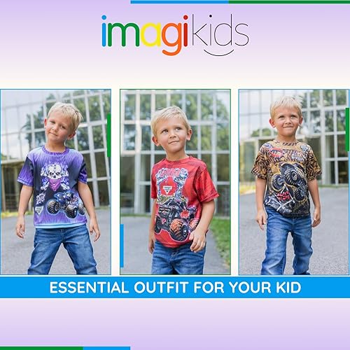 Miniatura 3 de Camiseta Familiar a Coordinar de Monster Jam para Pequeños y Adultos Grave Digger El Toro Loco Megalodon