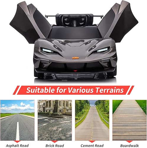 Miniatura 5 de Auto eléctrico KTM de 12 V para niños, auto eléctrico con licencia para niños, automóvil deportivo a batería con control remoto, sistema de sonido,