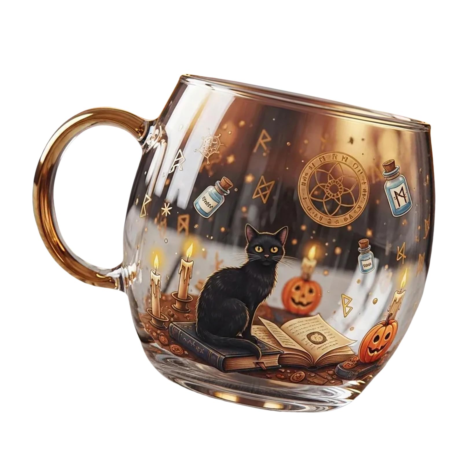 Xjdzineq Halloween Themed Glass Mugs 101ml Capacity Dishwasher Safe Halloween Decors Cup for Parties and Daily Meals Dishwasher Safe Cup
