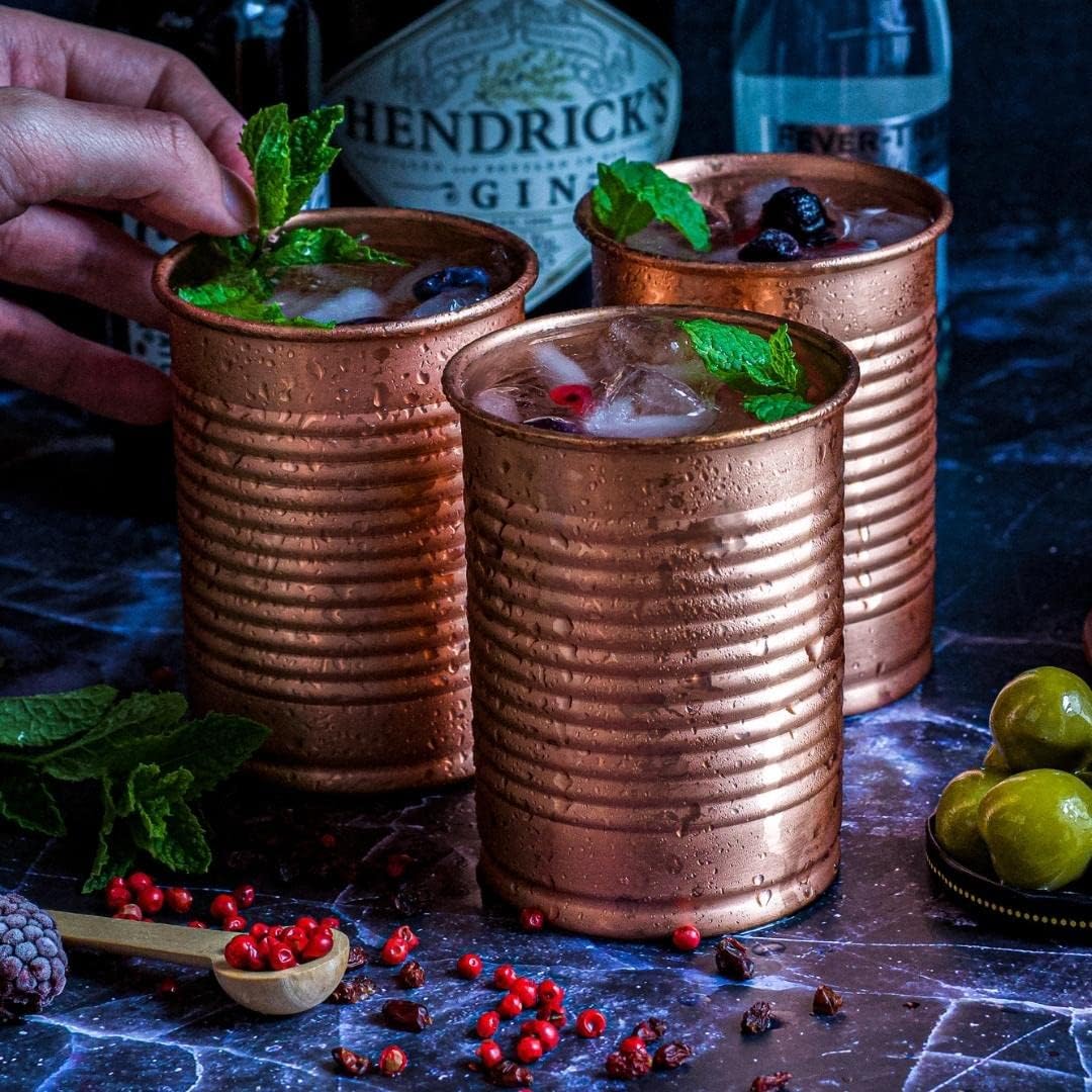 Kosdeg Copper Cocktail Tins Set of 2 12oz - Chosen By Professional Bartenders - Bean Tin Design - Perfect Copper Mug Bar Set for Better Drinks - Ice Cold In Seconds…