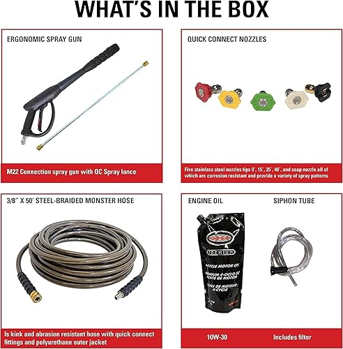 Miniatura 3 de Simpson Lavadora a presión de gas de limpieza de 4400 PSI, lavadora eléctrica de 4.0 GPM para uso comercial, motor CRX, manguera trenzada de acero