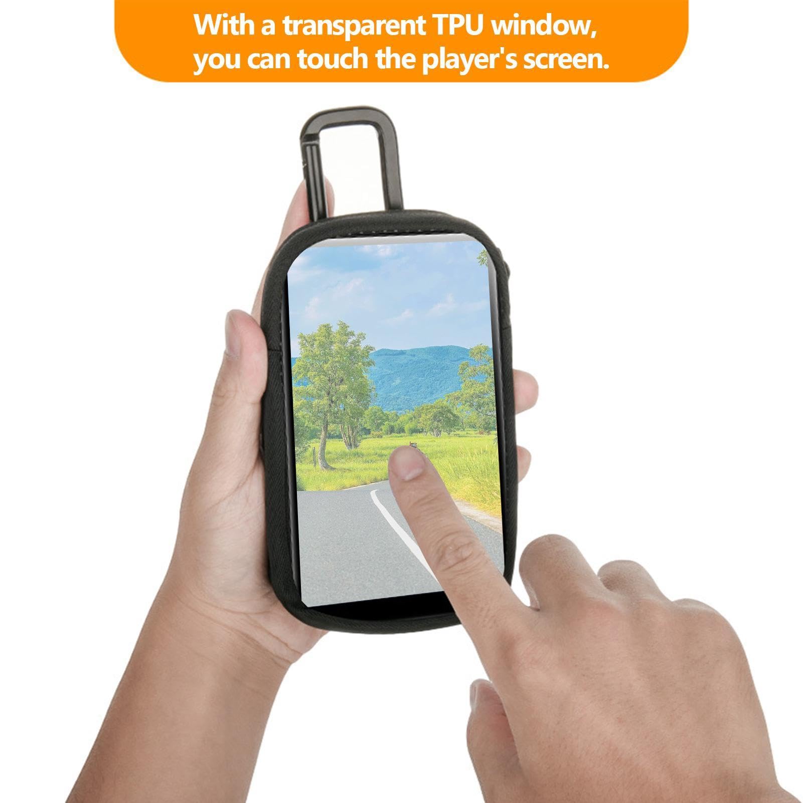 Custodia Da Viaggio Per MP3 MP4 | Finestra Trasparente Touch, Moschettone Incluso | Protegge Da Polvere E Graffi
