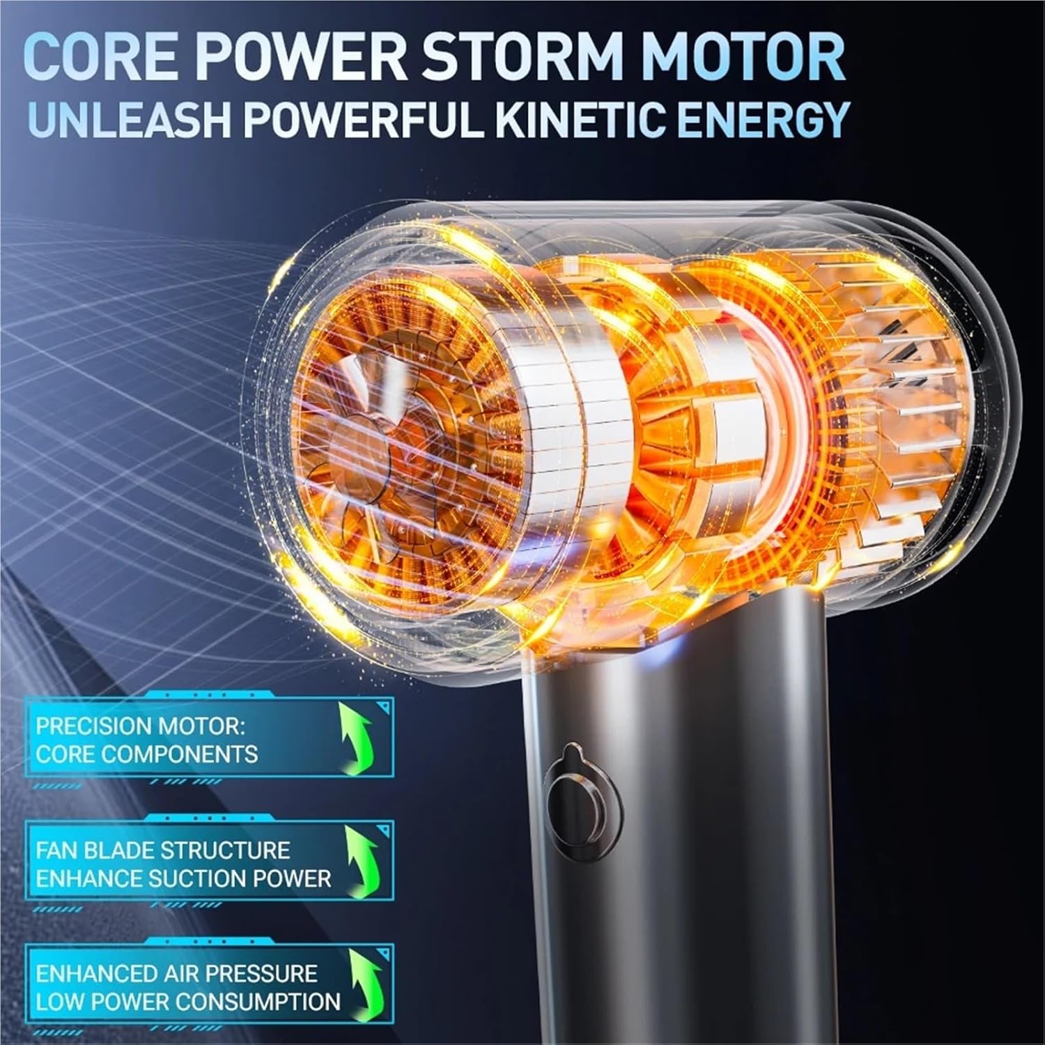 148000PA Car Vacuum Cleaner Strong Suction Cordless Wireless Cleaner Portable Handheld Vacuum Cleaner Cleaning Machine(Gray)