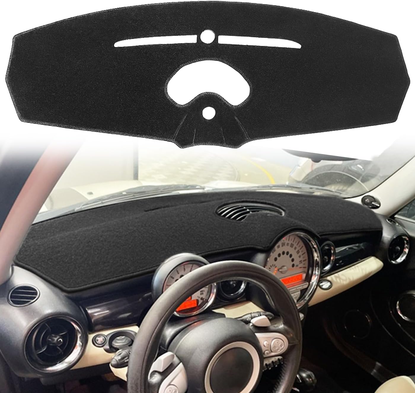 Dash Cover Mat Custom Fit for Mini Cooper R55 R56 R57 R58 R59 Dashboard Cover Pad Carpet Protector (Black) R55
