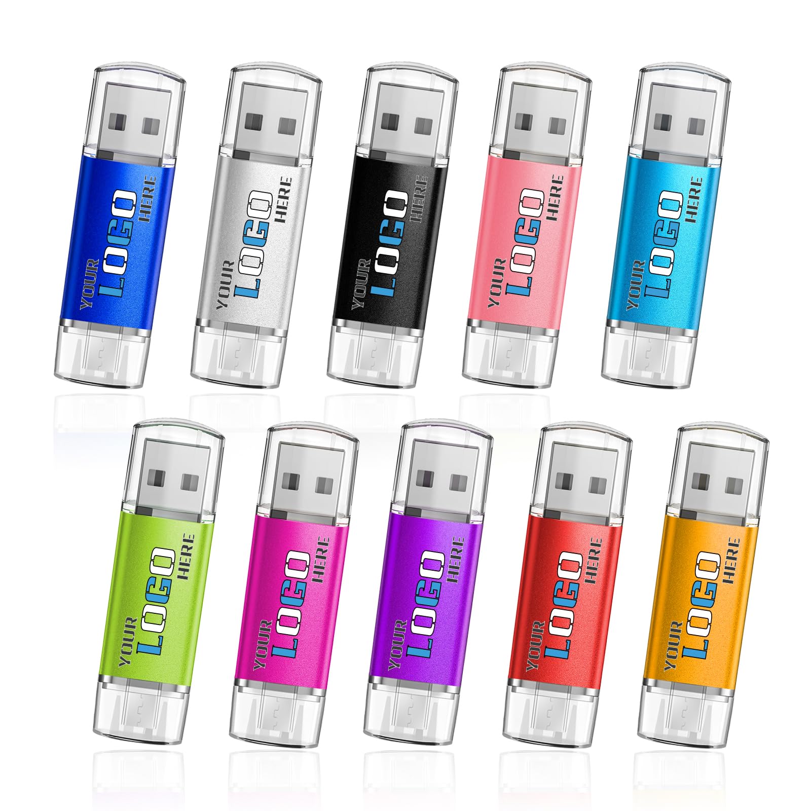 Custom Engraved USB Flash Drives Bulk - 75PCS 128MB-128GB Metal Logo Printed USB Drives for Corporate Gifts, Promotional Events & Branding (512 MB)