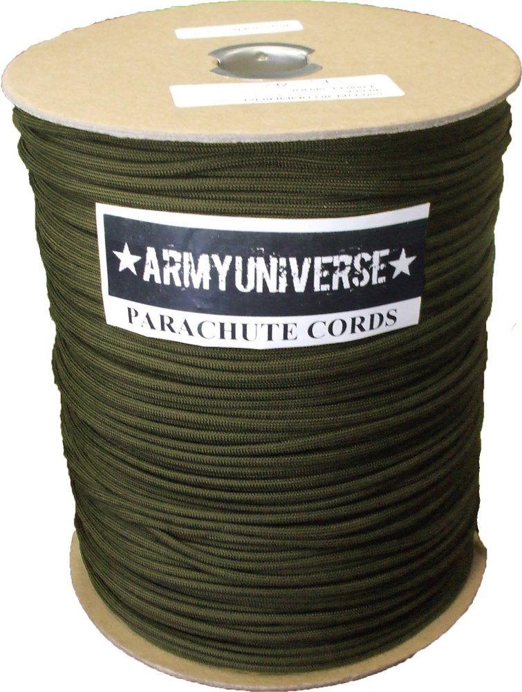 Olive Drab Nylon 550LB 7 Strand Military Paracord Rope Spool USA Made 1000'