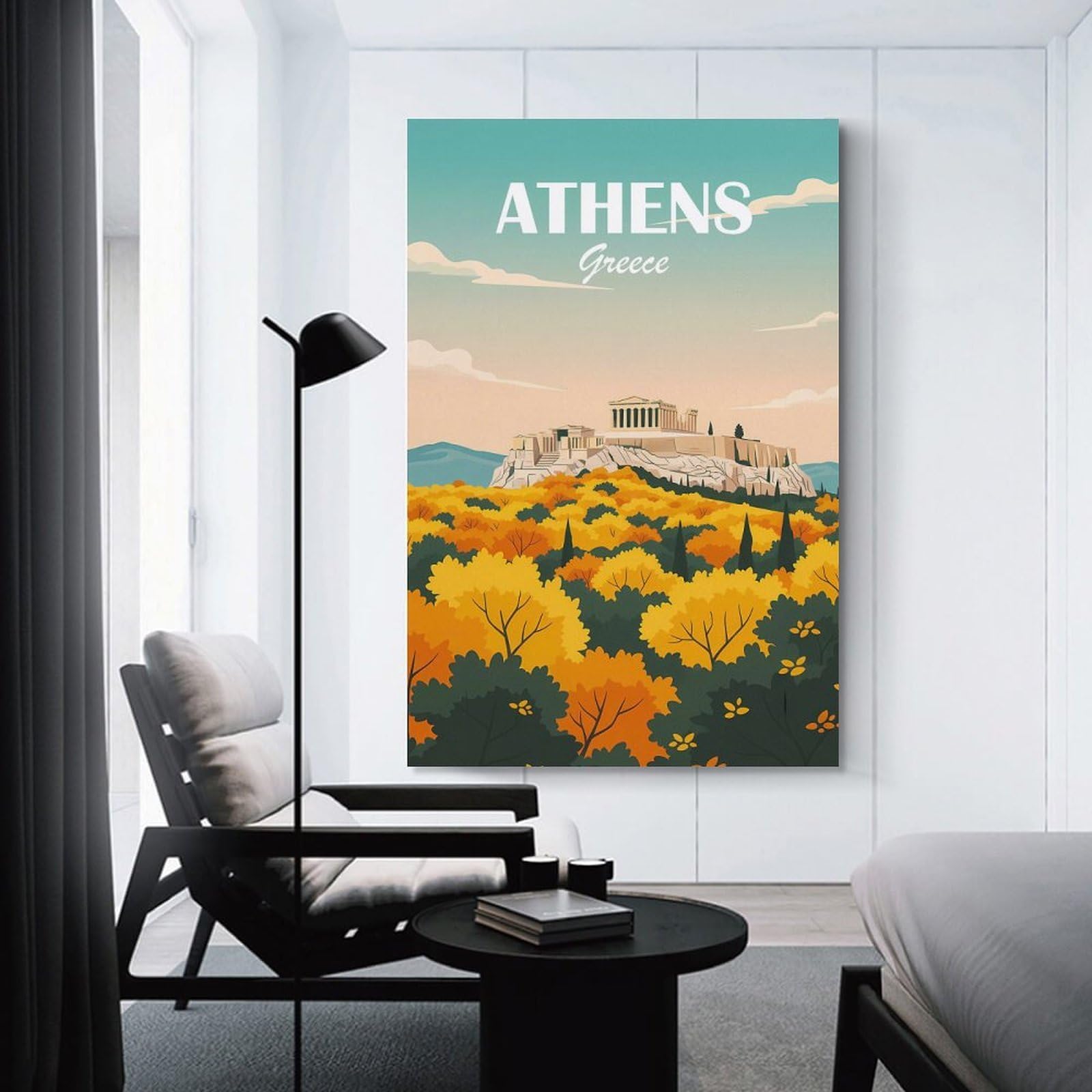 Junmoney Wall Decor Canvas Print Athens Greece, 20x30inch(50x75cm), for Study, Office Or Apartment Decor, Canvas Artwork with Gifting Potential