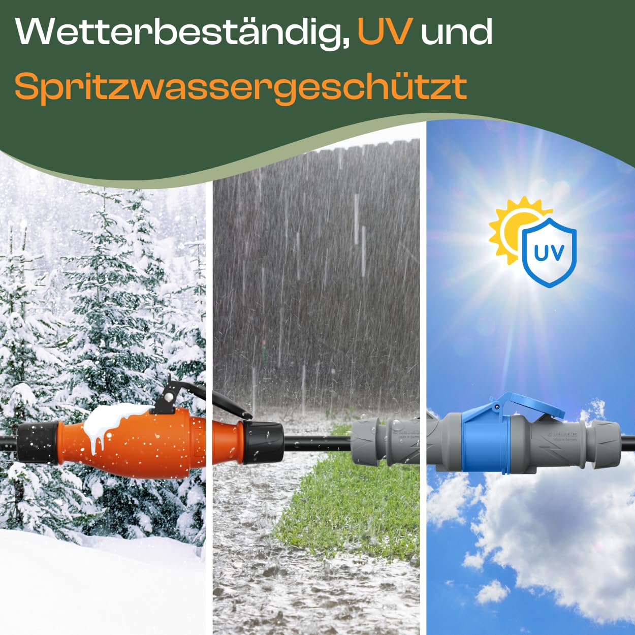 CEE auf Schuko Adapter 20m Camping Stromkabel H07RN-F 3x2,5 Landstromkabel Wohnmobil Wohnwagen Kabel Camping Adapter 20 Meter Strom Verlängerungskabel CEE-Stecker Campingstecker