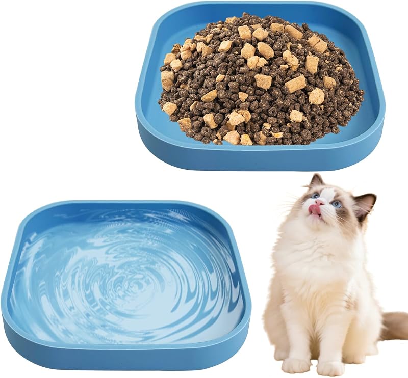 Pote Raso de Silicone para Gatos Apatal, Antirruído, 15 x 15 x 2,5 cm, Pacote com 2