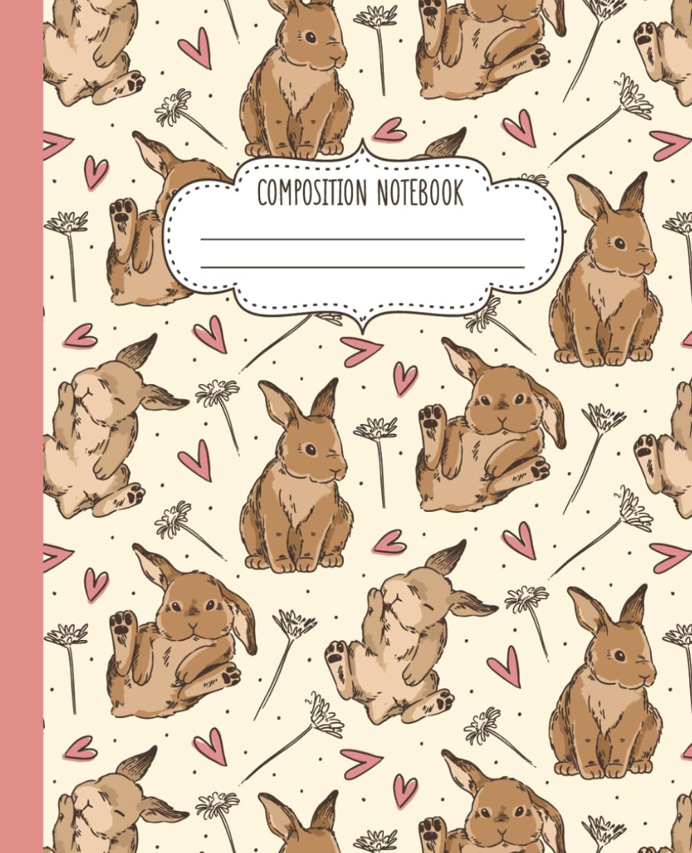 Cute Bunny Composition Notebook: Wide Ruled 110-Page Journal For Rabbit lovers, Kids, College Students, Teachers, School, Office, or Work