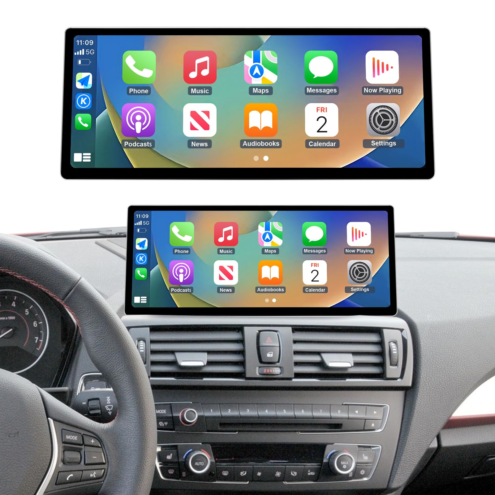 Autoradio touchscreen da 12,3 pollici per BMW Serie 1 E81/E82/E87/E88 2004-2008 con sistema CCC, supporta Apple CarPlay/Android Auto/Mirrorlink/Navigazione, aggiornamento autoradio