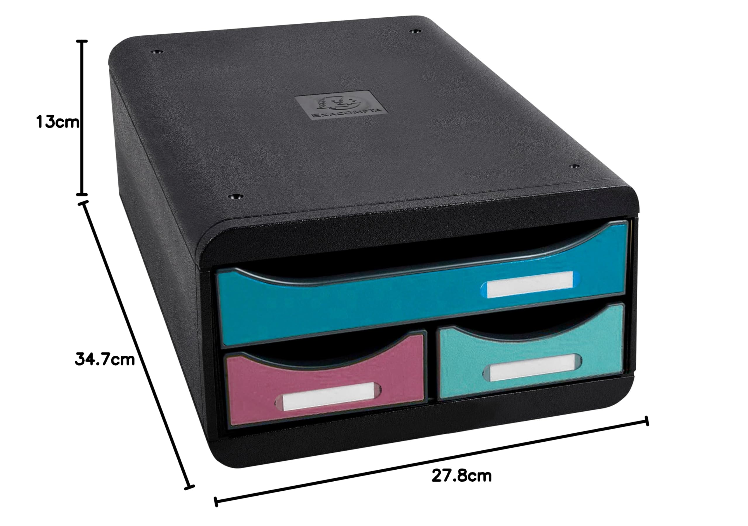Exacompta - Réf. 311606D - SMALL-BOX MINI 3 tiroirs Skandi - 1 tiroir pour documents au format A4+ - 2 tiroirs fins pour les petits accessoires, stylos, notes - Dimensions 34,7 x 27,8 x 13,5 cm