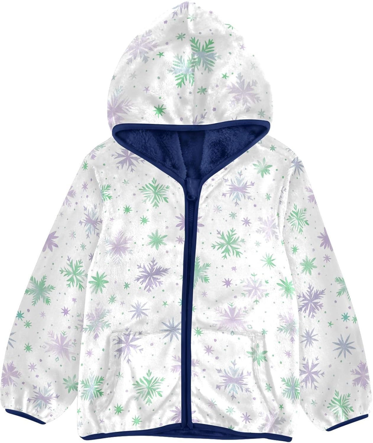 Purple-green Christmas Snowflakes Fleece Zip Up Jacket Outerwear Jackets Navy Blue Baby Boy Clothes chamarra para