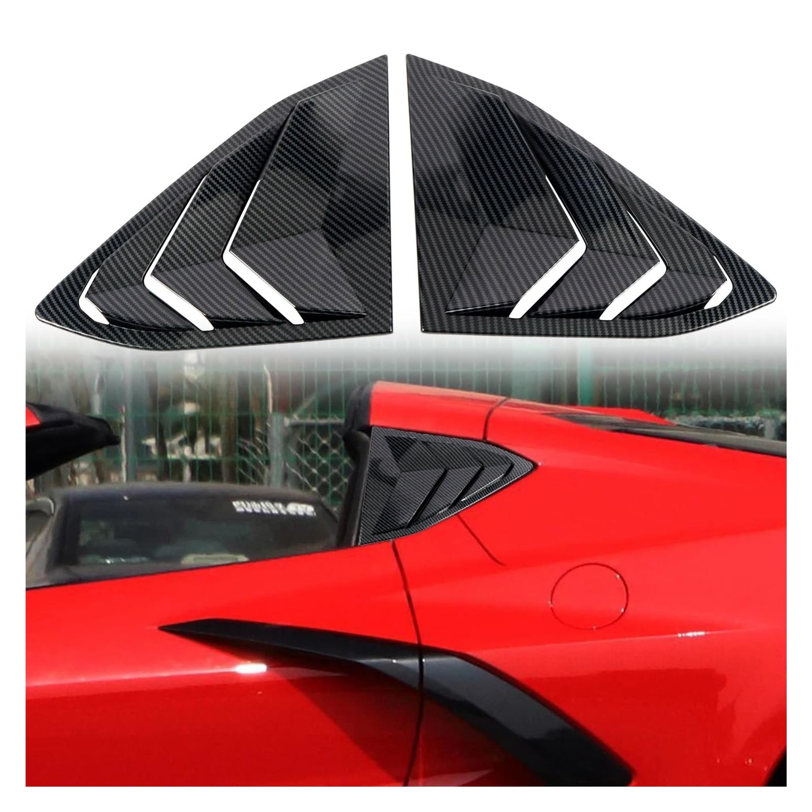 Car Accessories Compatible for Chevrolet Corvette C8 2020 2021 2022 2023 ABS Rear Window Shutter Cover Trim Window Louver Side Vent Trim