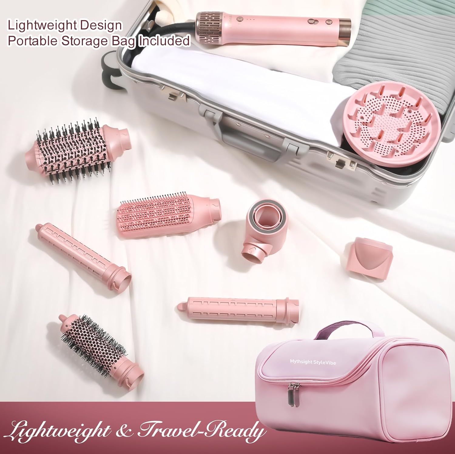 Dual Voltage StyleVibe 8-in-1 Air Styler, Hair Dryer & Blow Dryer Brush with Travel Case - Auto Wrap Curls (L/R), Fast Drying, Thermal Brush for Blowouts & Frizz-Free Volume, No Heat Damage - Image 11