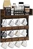 YINMIT Coffee Mug Holder Wall Mounted, Wood Mug Racks with 12 Hooks, Coffee Cup Holder for Wall with Storage Shelf, Cups Rack for Home, Kitchen