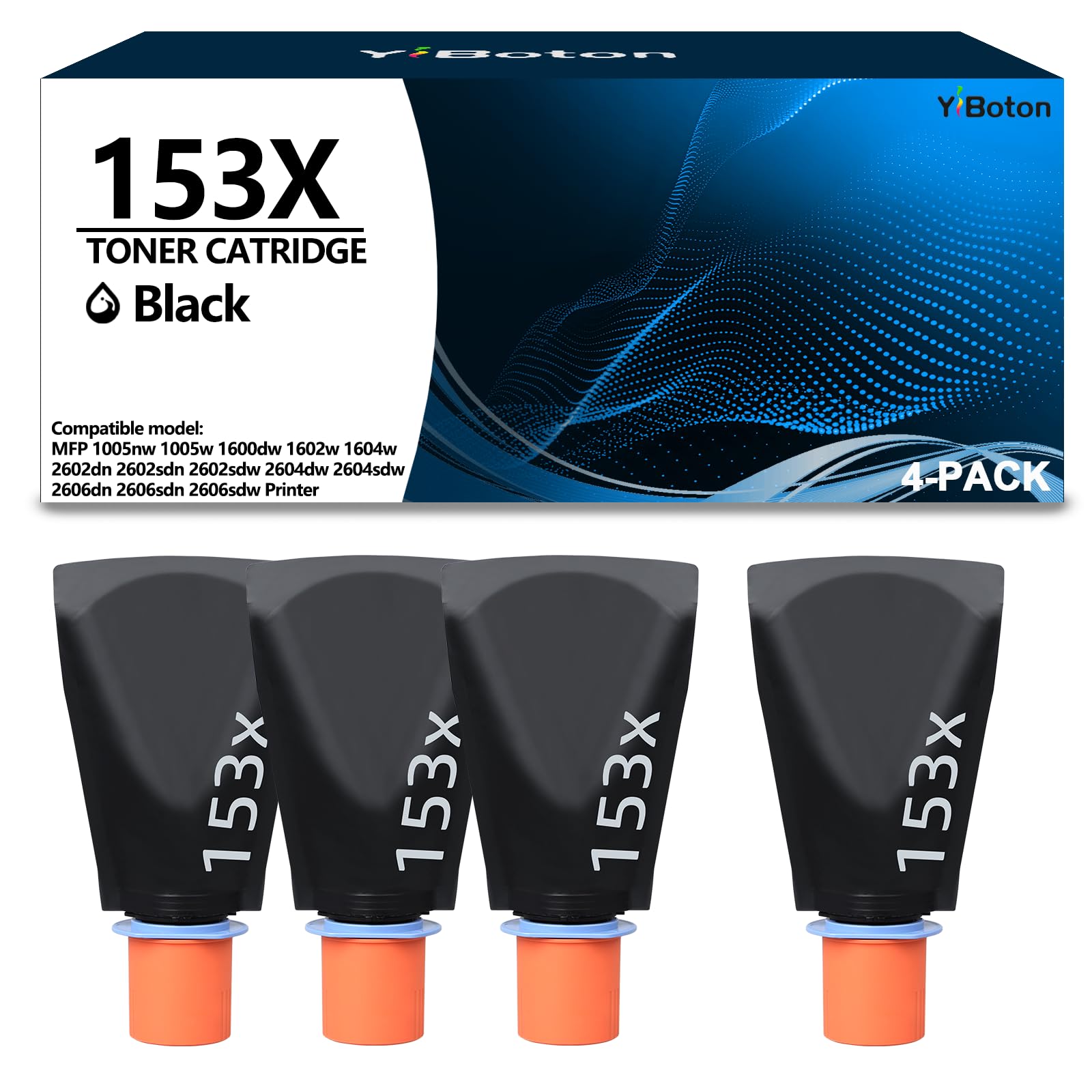 High Yield 153X W1530X Black Toner Reload kit Replacement for W1530X 153X Black Toner Cartridge Compatible for Tank1504 1504w 2504 2504dw MFP 1604 1604w 2604 2604dw 2604sdw 2606dw Printer(4-Pack)