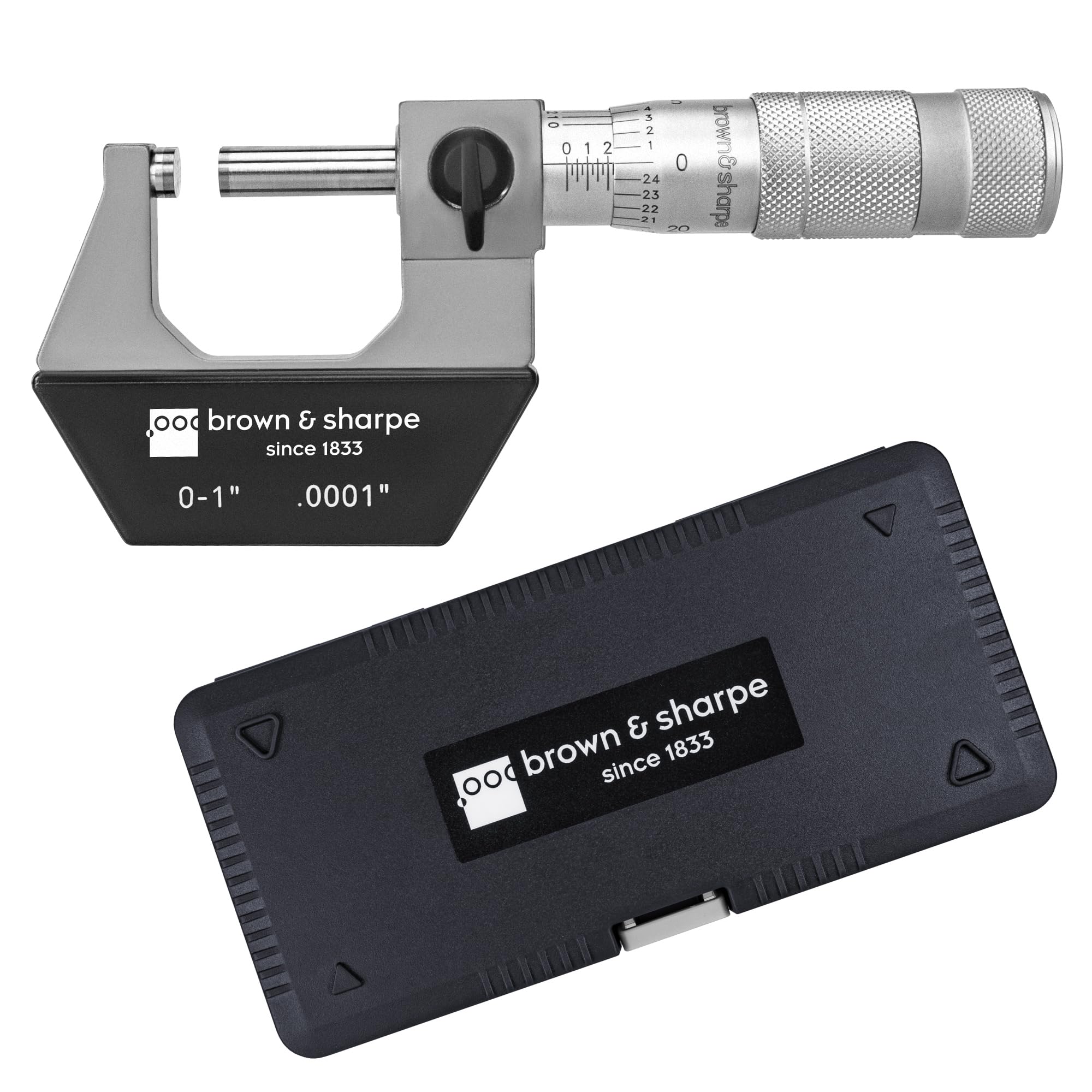SOHNVWTGD Mechanical Micrometer, 0-1 Inch, 0.0001 Inch Graduation, Tungsten Carbide Measuring Faces, Ratchet-Stop Mechanism, Satin Chrome Finished Scale