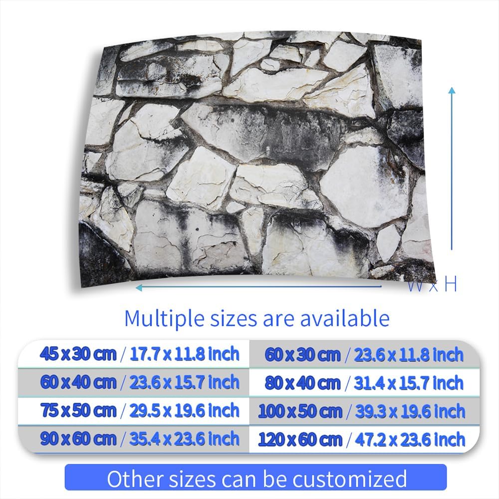 Aquarium Background Stickers - Stone Wall Texture Rock White - Fish Tank Reptile Terrarium Decor Poster (90 x 60 cm / (35.4 x 23.6 inches))