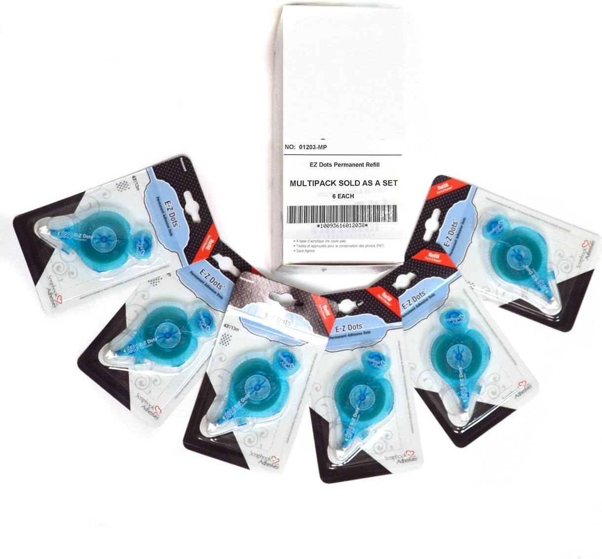 Scrapbook Adhesives by 3L, E-Z Dots Permanent Runner Refill Cartridge, 49-Feet (Pack of 6)