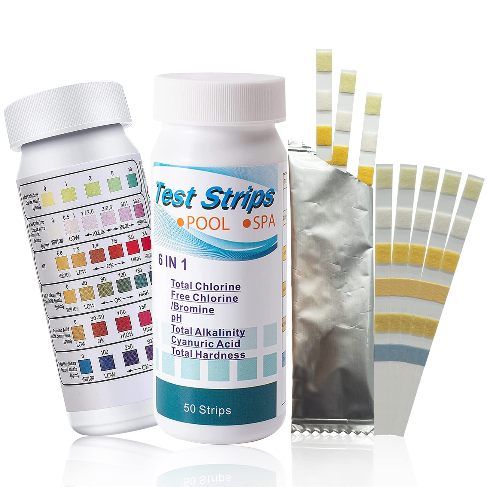 Buy 6 in 1 Test Strips Kit,Hot Tub PH Test Strips Swimming Pool Spa