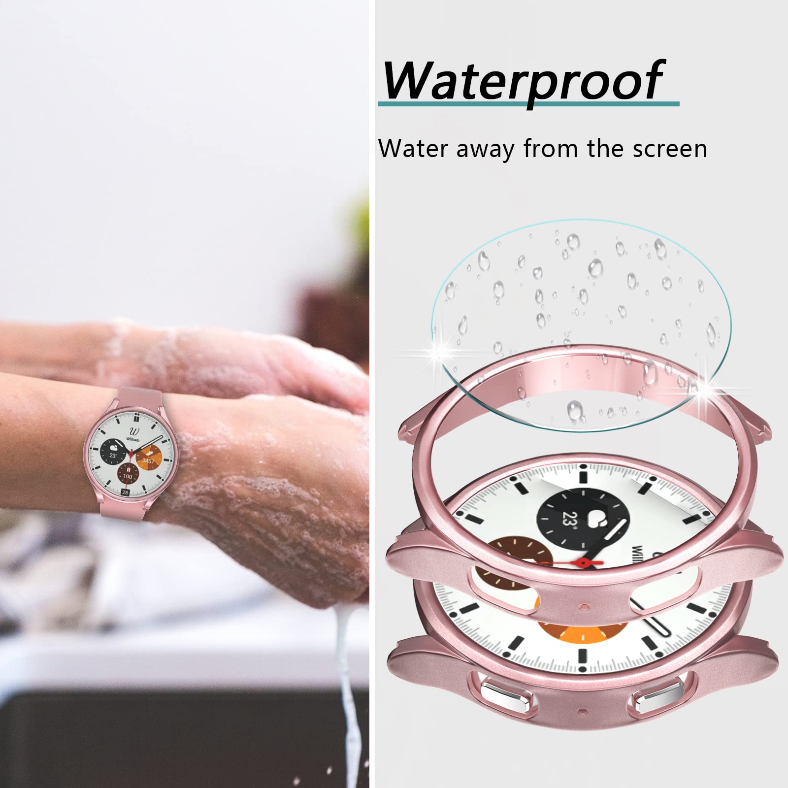 Pellicola proteggi schermo per Samsung Galaxy Watch 4 40 mm, confezione da 5 + 5, custodia rigida in policarbonato e custodia protettiva in vetro temperato per Samsung Galaxy Watch 4 40 mm