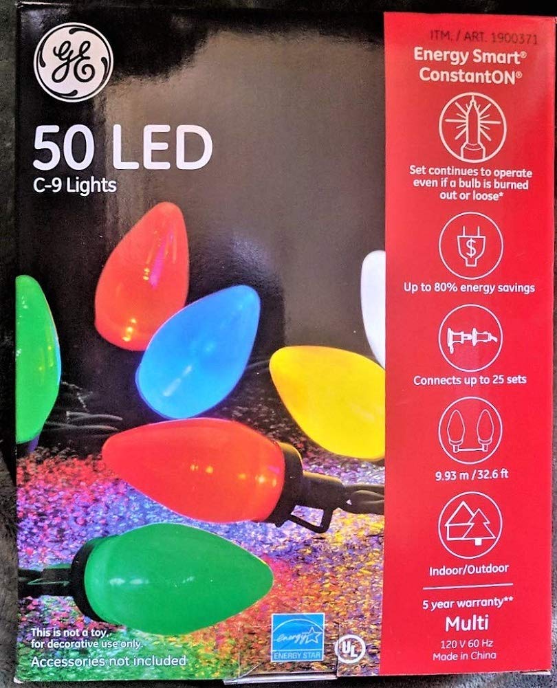 GE Energy Smart 50 Multicolor LED C-9 Holiday/Christmas Lights - 32.6ft String (Indoor/Outdoor) (1)