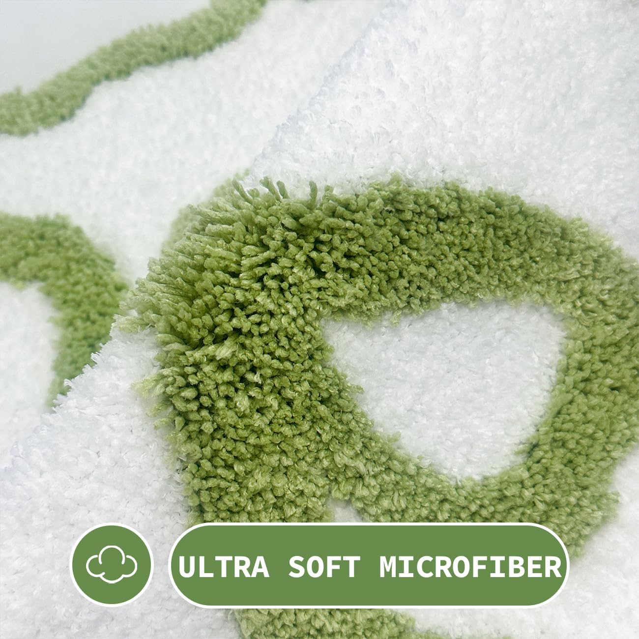 Green Bow Bath Mat - Scalloped Bow Bathroom Rug Easter Spring Room Decor Microfiber Bath Mat Water Absorbent Non Slip Shower Carpet Girls Bedroom Aesthetic Preppy Rug (Green, 20" x 32")