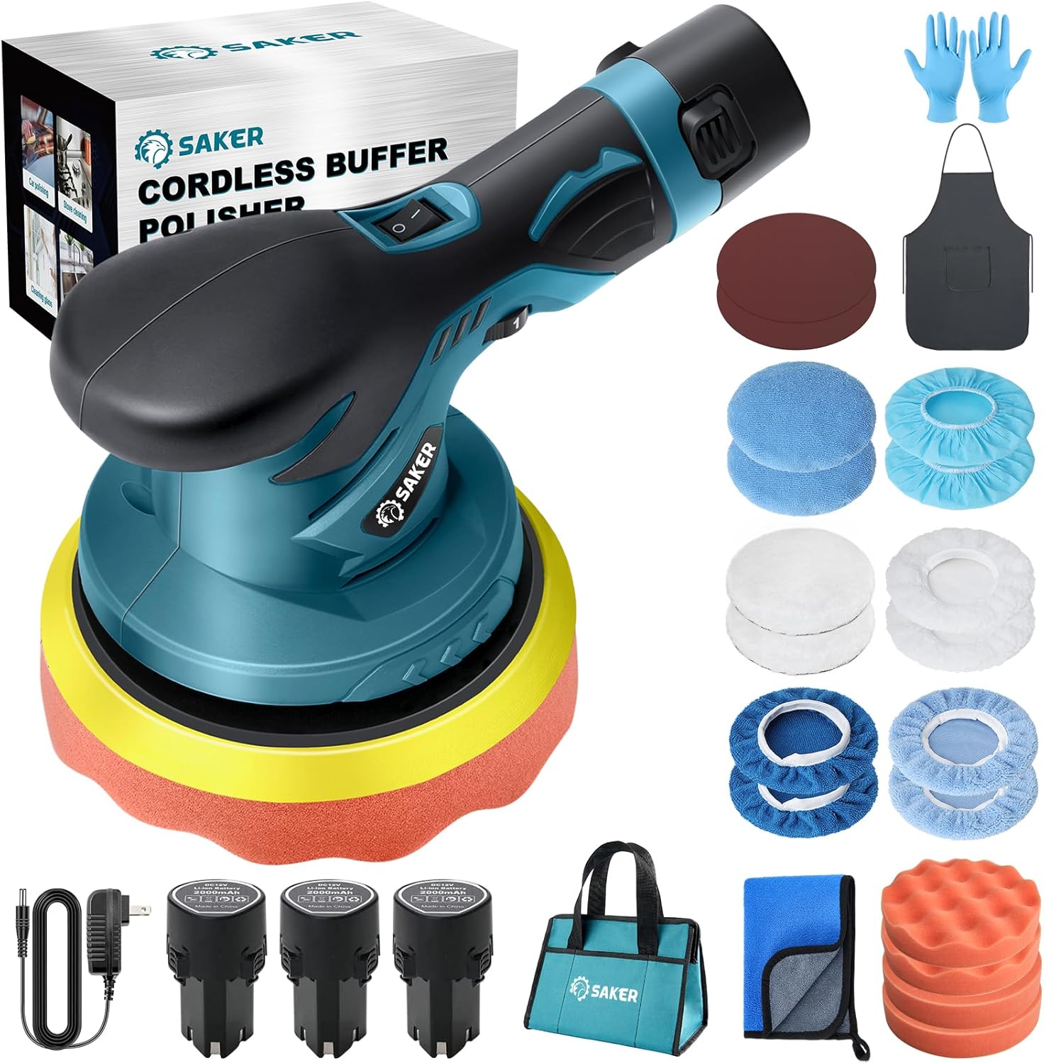 Saker Cordless Car Buffer Polisher 6 Inch Portable