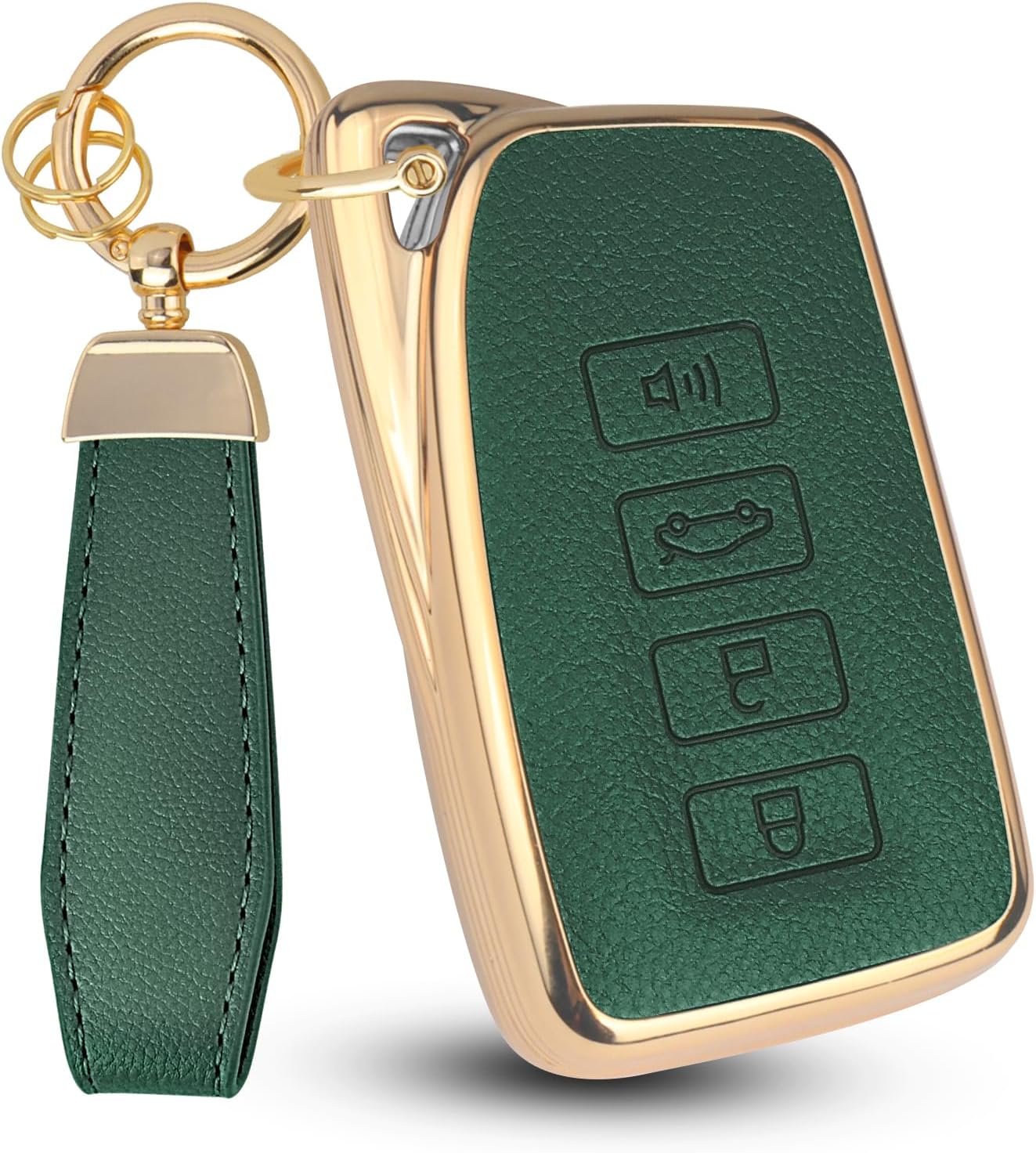 QBUC Upper Leather + Soft TPU Car Key Case for Lexus with Keychain