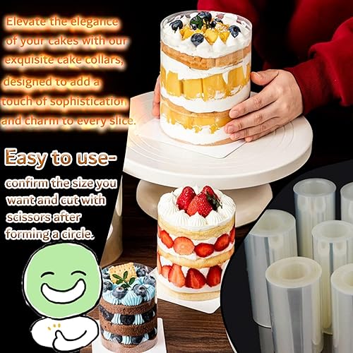 Miniatura 6 de Paquete de 3 collares para tartas de 3.1 x 394 pulgadas, rollos de acetato transparentes, tiras transparentes de mousse para pastel, hoja de acetato