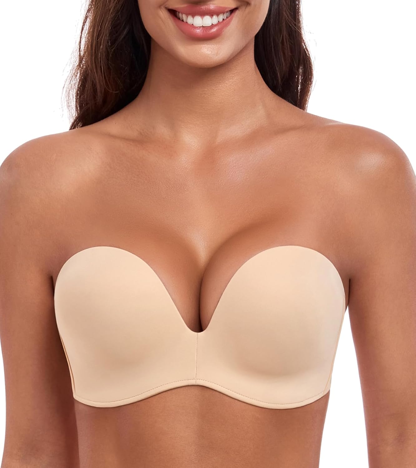 HACI Push Up Strapless Bra for Women Anti-Slip Padded Wireless Stay Put - Image 5